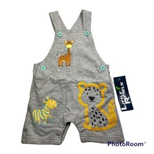 NWT Little Rebels heather gray shortall with animal print